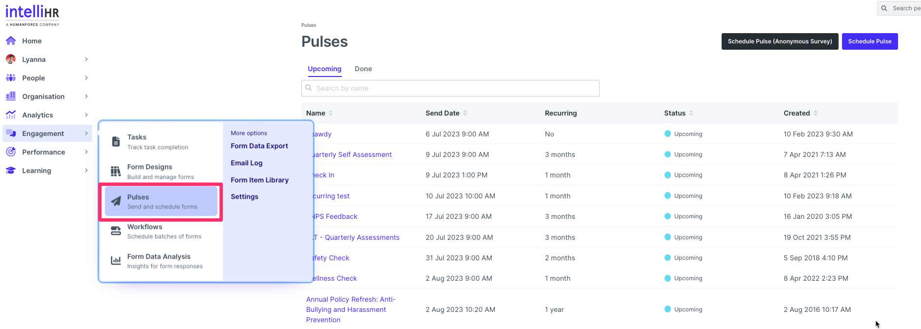 Engagement Overview – IntelliHR Support Portal