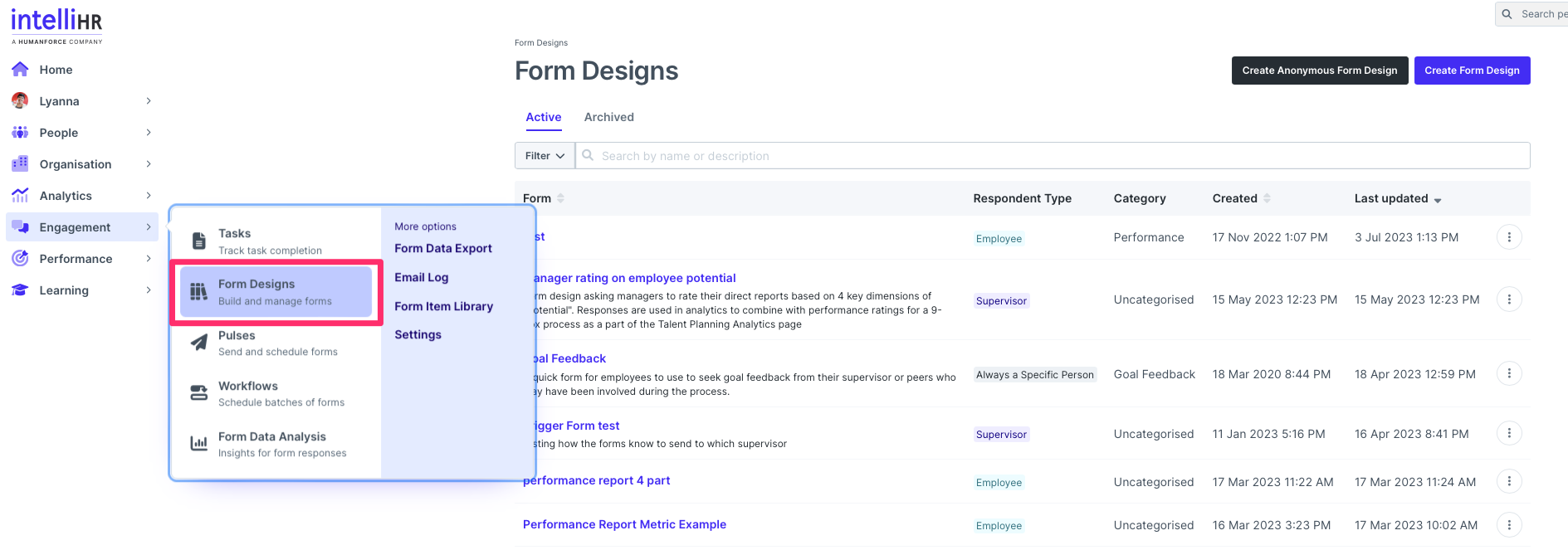 Engagement Overview – IntelliHR Support Portal